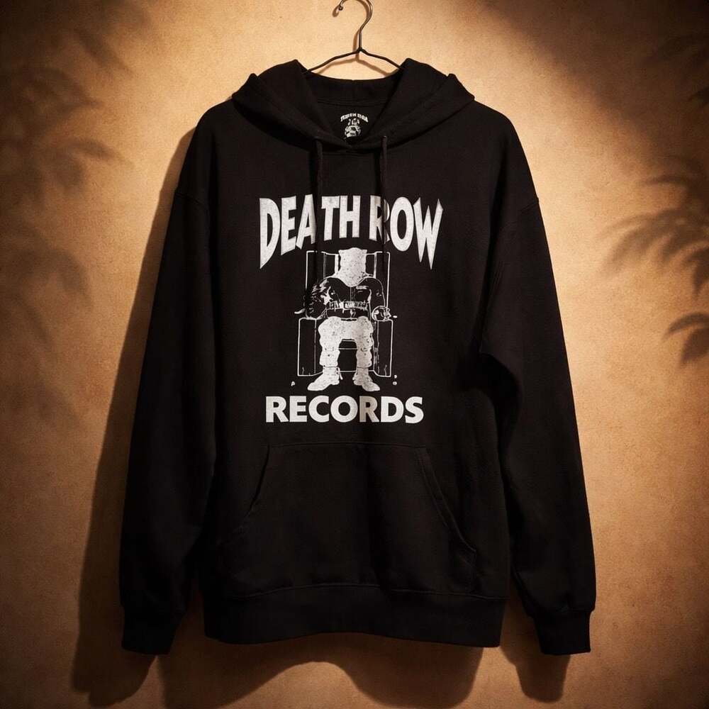Death Row Records Logo Graphic Hoodie Black Size Large